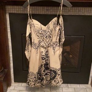 Open back, silk navy and ivory dress. XS